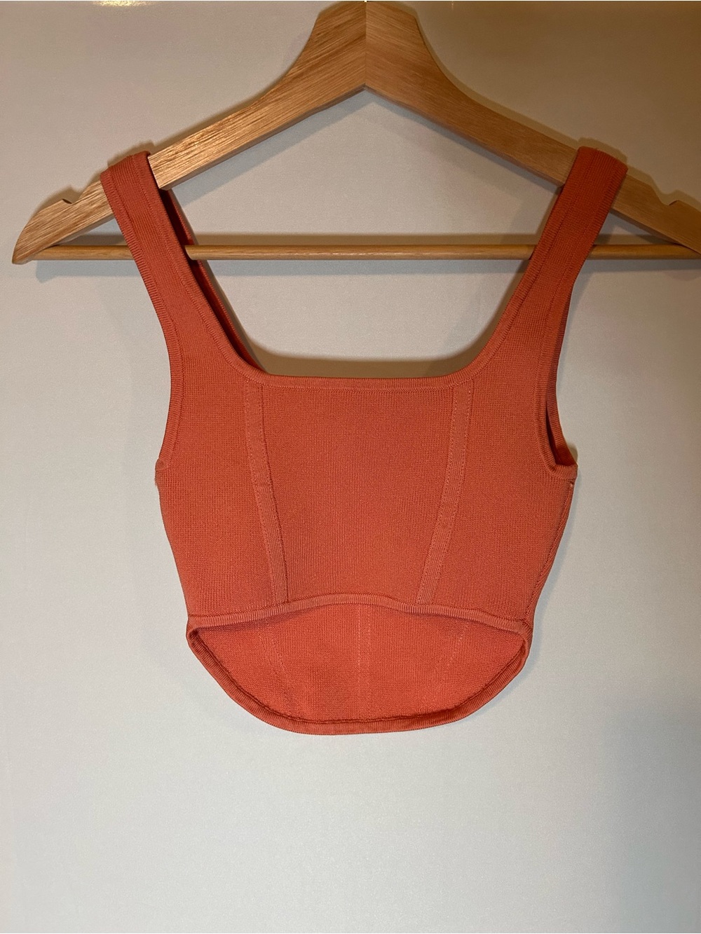 Babaton Rust Ribbed Square-Neck Crop Top - Picture 3 of 3